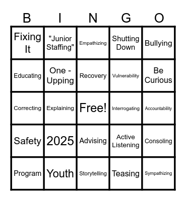Empathy Bingo Card