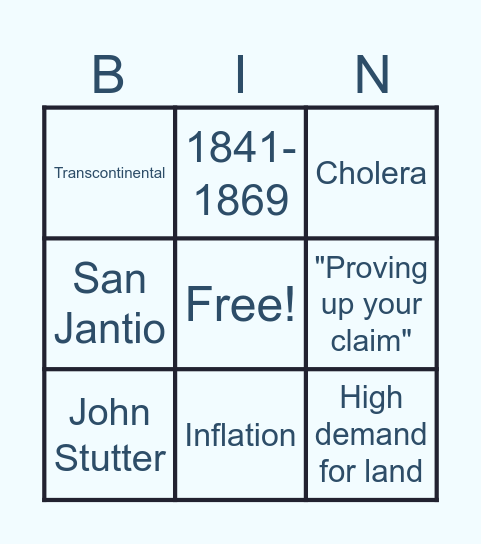 Life on the Trails Bingo Card