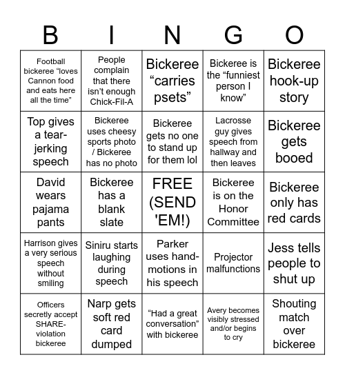 Cannon Discussions Bingo Card