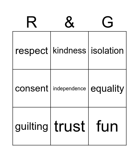 Red Flag or Green Flag Bingo Card
