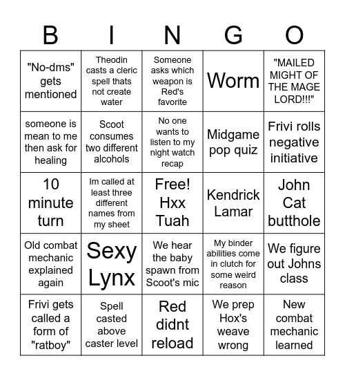 3.5 Bingo Hoedown and Hootenanny Bingo Card