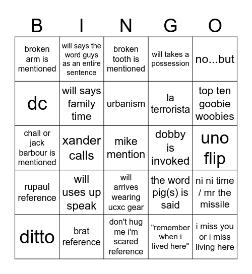 will shine will shine Bingo Card