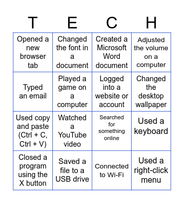 Technology BINGO Card