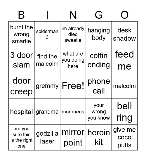 La Mort Bingo Card