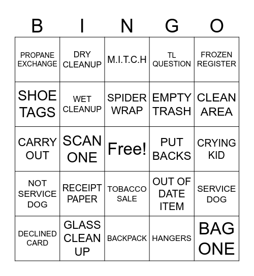 FRONT END Bingo Card