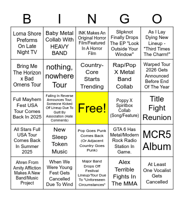 JOEY'S 2025 METAL BINGO Card