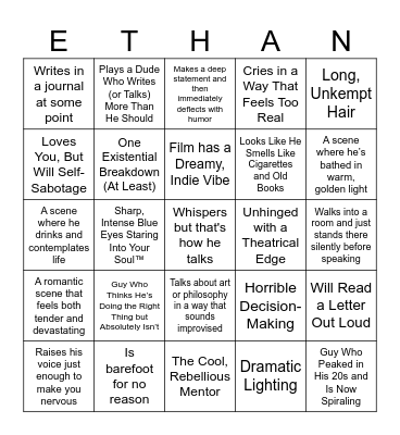 Ethan Hawke Bingo Card