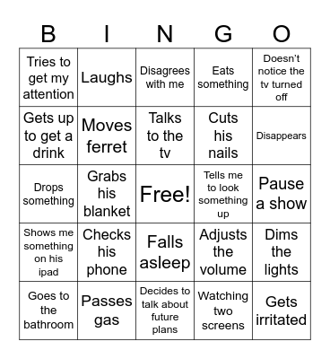 HUSBAND BINGO Card