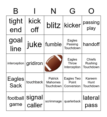 Football Bingo Card