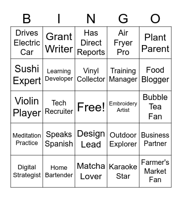 Power25 Networking Bingo Card