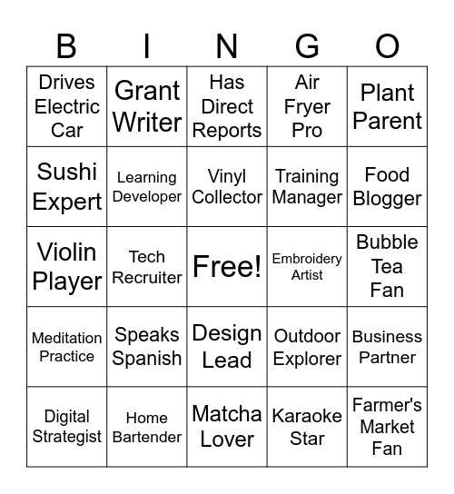 Power25 Networking Bingo Card