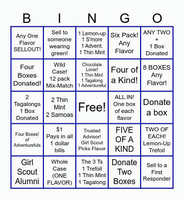 COOKIE BOOTH Bingo Card