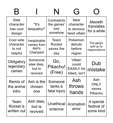 POKEMON MOVIE BINGO Card