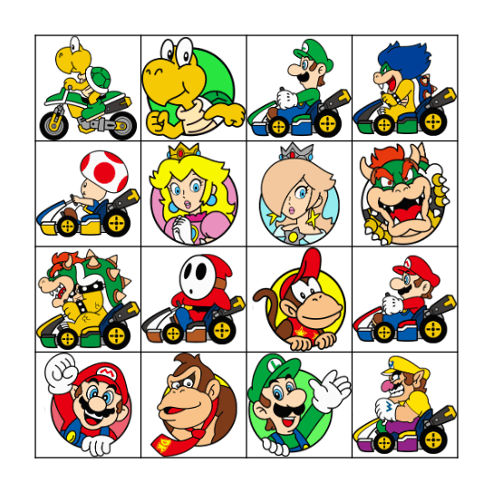 Mario Characters Bingo Card