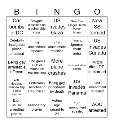 Apparently More Realistic 2025 Bingo Card