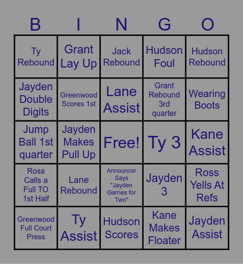 Bulldogs vs. Harrison Bingo Card