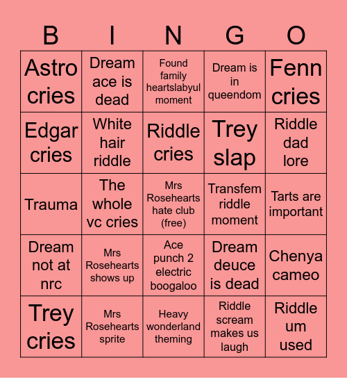 Riddle dream bingo Card