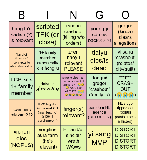 canto 8 bingo v2 Bingo Card