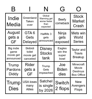 2025 Bingo Card