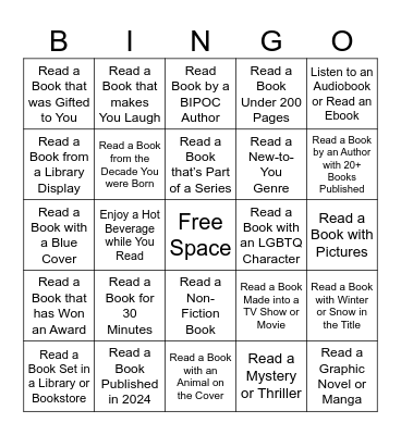 Winter Reading Bingo 2024-2025 Bingo Card