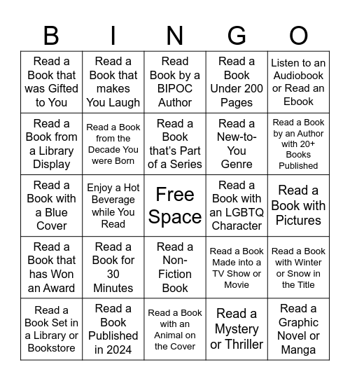 Winter Reading Bingo 2024-2025 Bingo Card