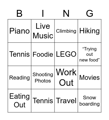爱好Bingo Card