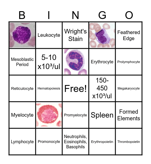 Hematology Bingo Card