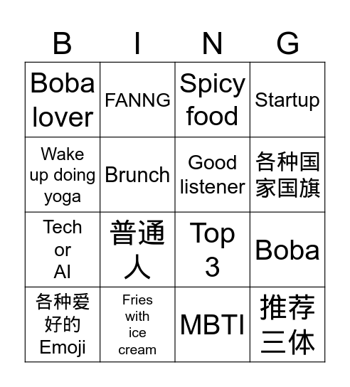 杂项Bingo Card