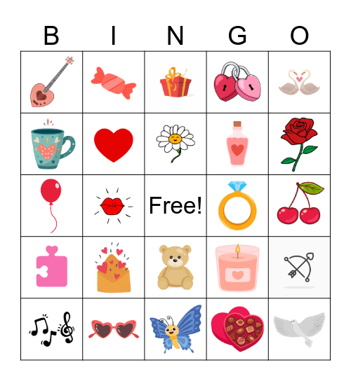 Valentines Day February Bingo Card