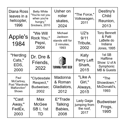 Super Bowl Bingo Card