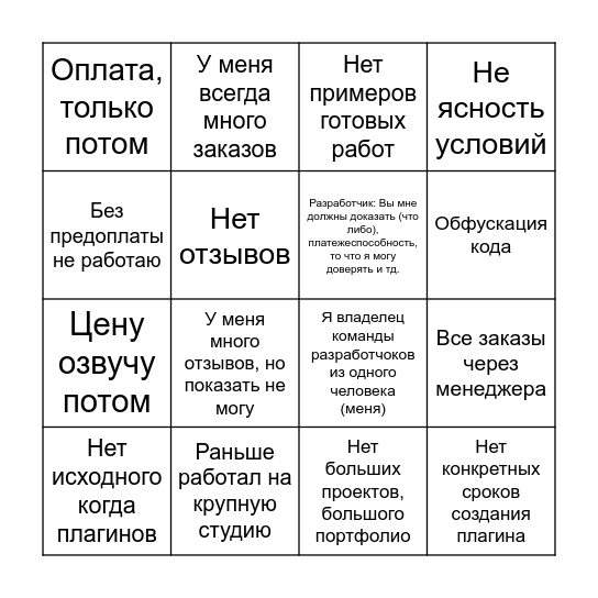 Подозрения разработчика плагинов Bingo Card