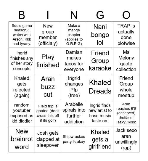 2025 on crack :3 !! Bingo Card