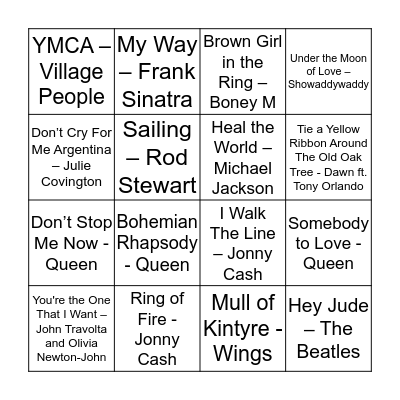 Songs of Yesteryear Bingo Card