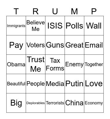 TRUMP BINGO  Bingo Card