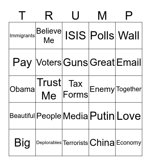 TRUMP BINGO  Bingo Card