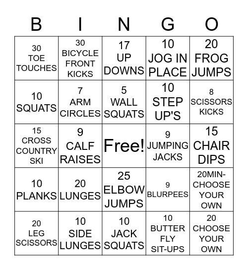 A C T I V E  Bingo Card