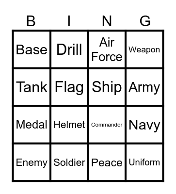 Military Bingo Card