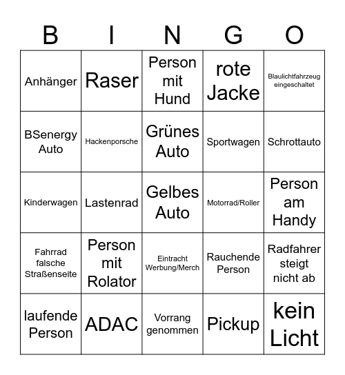 Fenster Bingo Card