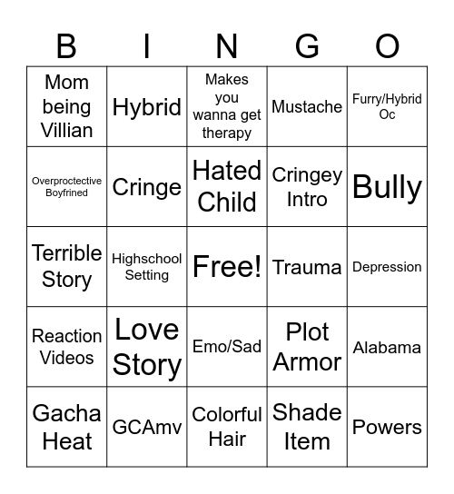 Gacha Life Bingo Card