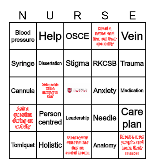 Nursing Offer Holder Day Bingo Card