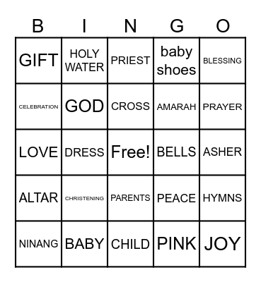 BABY BINGO! Bingo Card