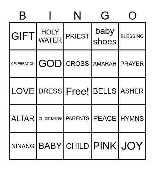 BABY BINGO! Bingo Card