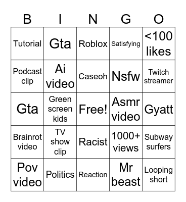 Untitled Bingo Card