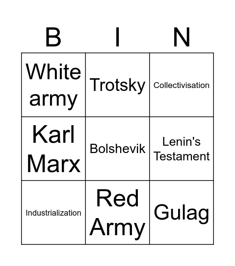 Communist Russia Bingo Card