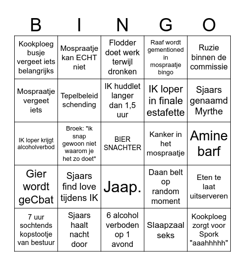 NIET IK BINGO Card