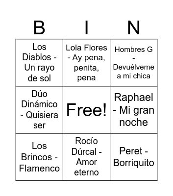 CANCIONES 1950-2000 Bingo Card