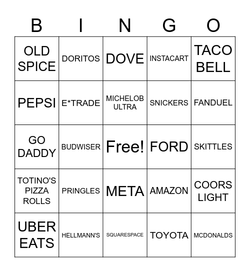 SUPER BOWL LIX Bingo Card