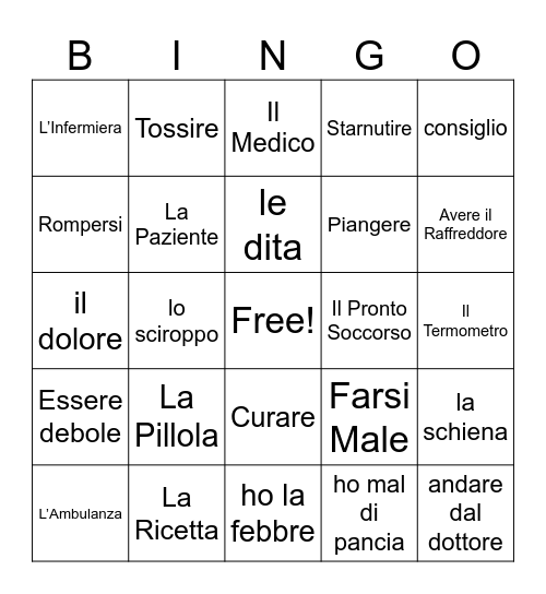 Dal Dottore Bingo Card