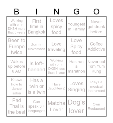 DKSH APPRECIATION BINGO Card