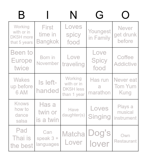 DKSH APPRECIATION BINGO Card